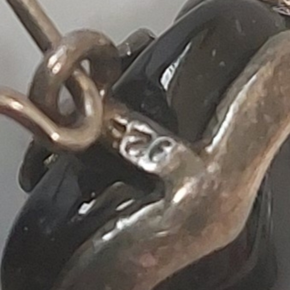 Vintage Black Heart and 925 Silver Earrings .Intricate Design.Vintage - Picture 6 of 8